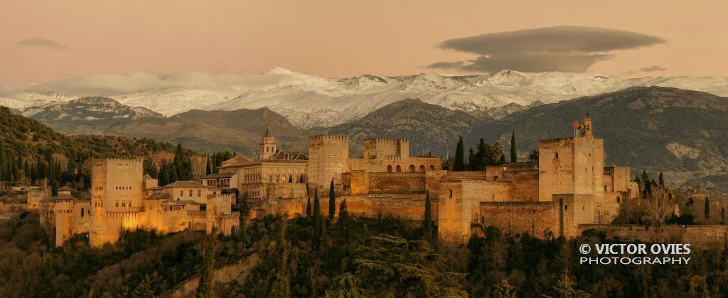 Alhambra and Sierra Nevada from Albaicin 