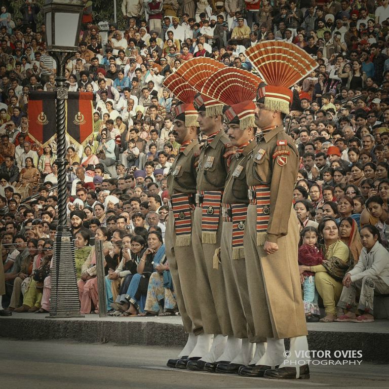 The Wagah border closing 'lowering of the flags' ceremony